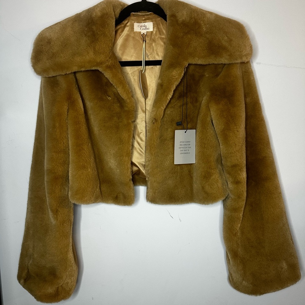 Camila Coelho Cropped Faux Fur Jacket women’s sz XXS